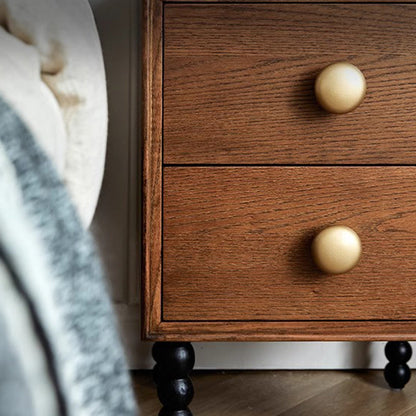 Traditional French Cube Solid Wood Nightstand 2-Drawer For Bedroom