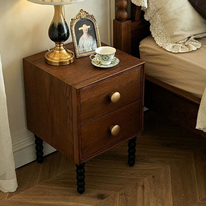 Traditional French Cube Solid Wood Nightstand 2-Drawer For Bedroom