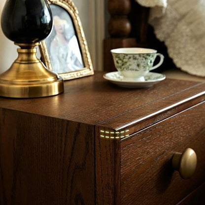 Traditional French Cube Solid Wood Nightstand 2-Drawer For Bedroom