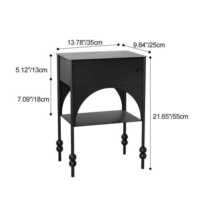 Traditional French Rectangular Iron Nightstand 1-Cabine & Shelf For Bedroom
