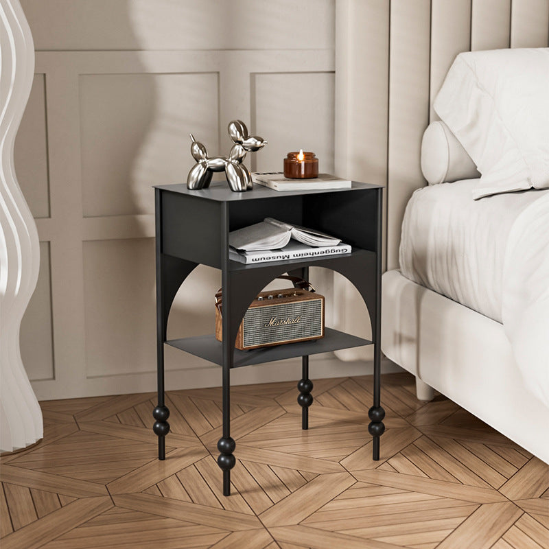 Traditional French Rectangular Iron Nightstand 1-Cabine & Shelf For Bedroom