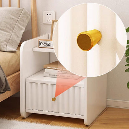 Modern Minimalist Wave Square Rectangle Density Panel Nightstand 1/2/3 Drawer For Bedroom