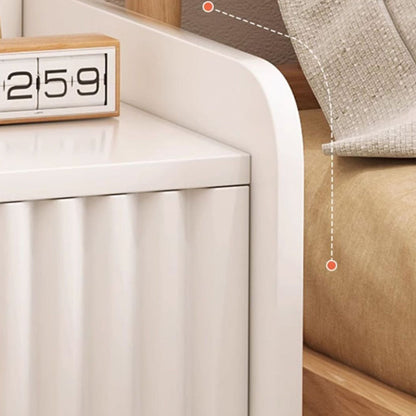 Modern Minimalist Wave Square Rectangle Density Panel Nightstand 1/2/3 Drawer For Bedroom