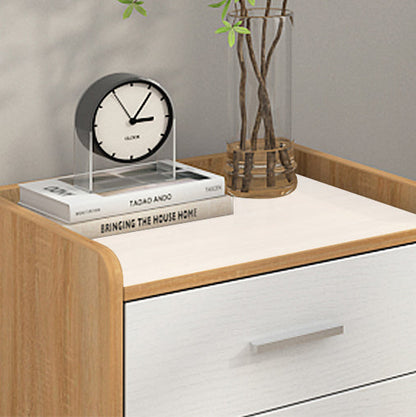 Modern Minimalist Square Solid Wood Nightstand 2-Drawer For Bedroom