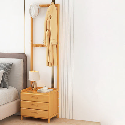 Modern Minimalist Square Bamboo Density Board Cloak Rack Nightstand 1/3 Drawer For Bedroom