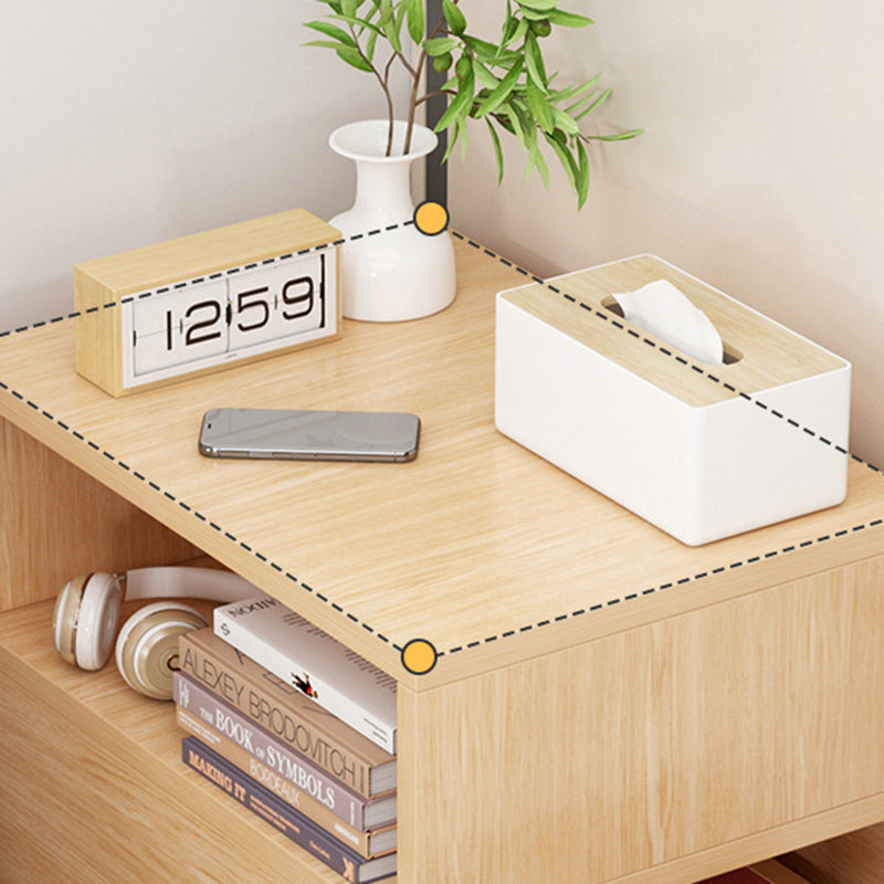 Modern Minimalist Rectangular Artificial Panel Nightstand 1/2 Drawer For Bedroom