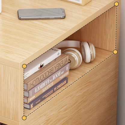 Modern Minimalist Rectangular Artificial Panel Nightstand 1/2 Drawer For Bedroom