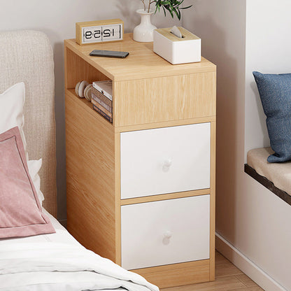 Modern Minimalist Rectangular Artificial Panel Nightstand 1/2 Drawer For Bedroom