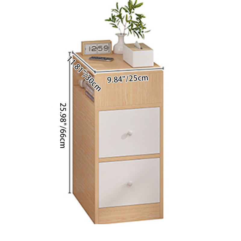 Modern Minimalist Rectangular Artificial Panel Nightstand 1/2 Drawer For Bedroom
