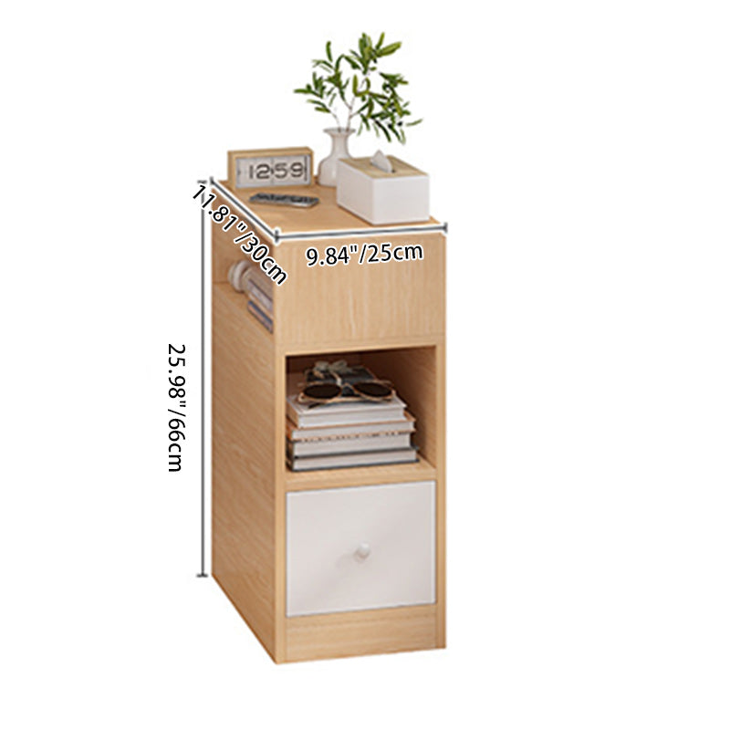 Modern Minimalist Rectangular Artificial Panel Nightstand 1/2 Drawer For Bedroom