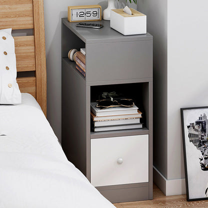 Modern Minimalist Rectangular Artificial Panel Nightstand 1/2 Drawer For Bedroom