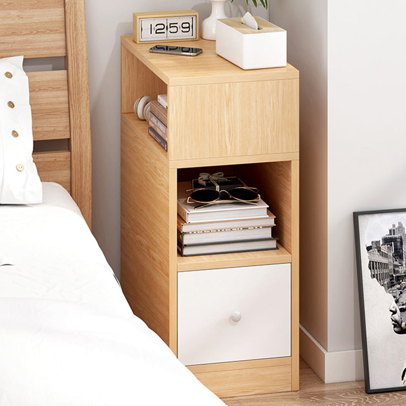 Modern Minimalist Rectangular Artificial Panel Nightstand 1/2 Drawer For Bedroom