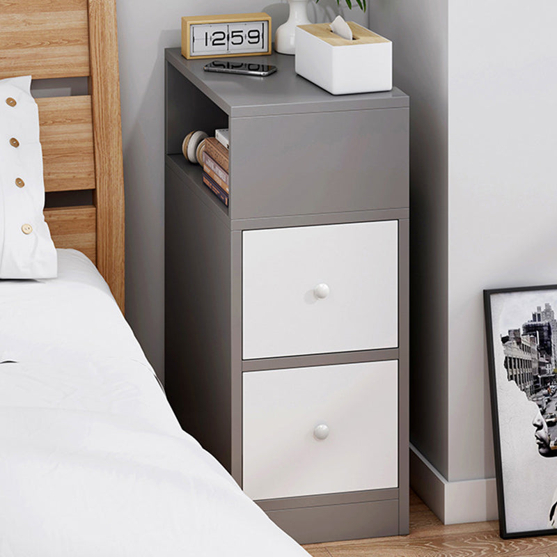 Modern Minimalist Rectangular Artificial Panel Nightstand 1/2 Drawer For Bedroom
