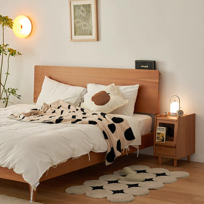 Traditional Vintage Trapezoidal Cherry Wood Nightstand 2-Drawer For Bedroom
