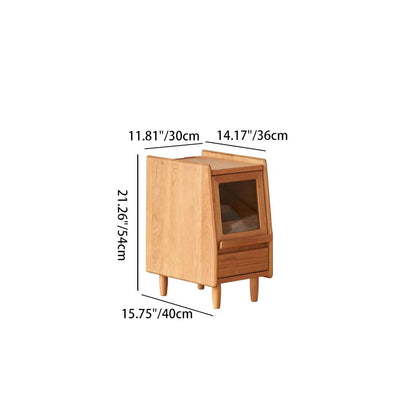 Traditional Vintage Trapezoidal Cherry Wood Nightstand 2-Drawer For Bedroom