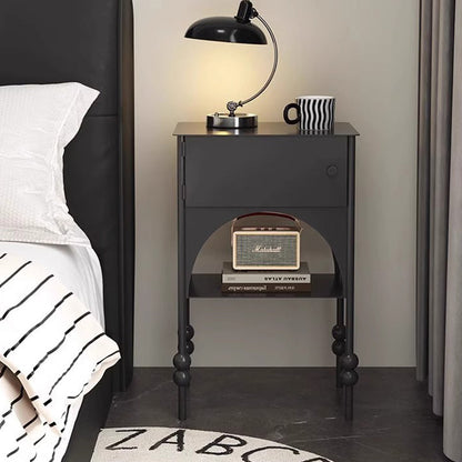 Modern Minimalist Rectangular Iron Nightstand 1-Cabinet For Bedroom