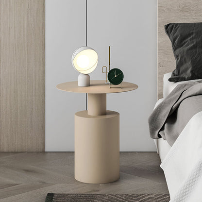 Modern Minimalist Round Cylinder Iron Nightstand For Bedroom