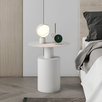 Modern Minimalist Round Cylinder Iron Nightstand For Bedroom
