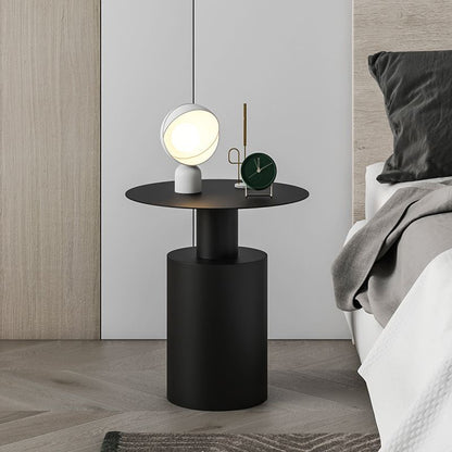 Modern Minimalist Round Cylinder Iron Nightstand For Bedroom