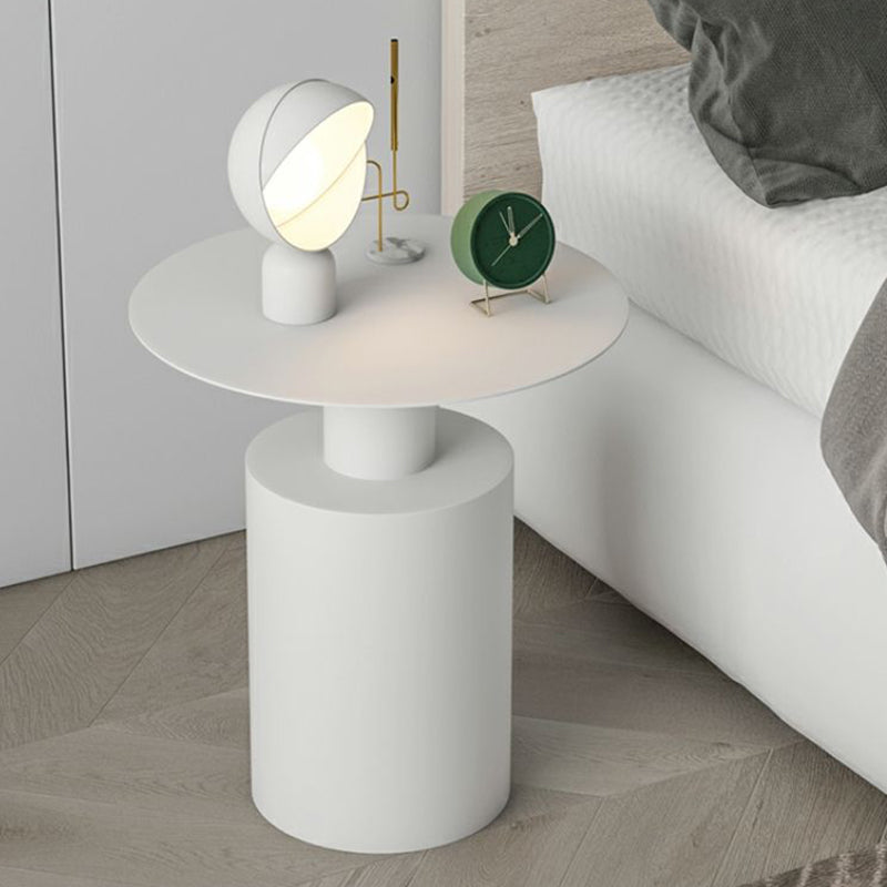Modern Minimalist Round Cylinder Iron Nightstand For Bedroom