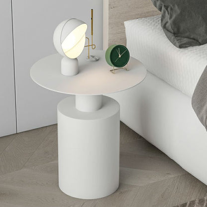 Modern Minimalist Round Cylinder Iron Nightstand For Bedroom