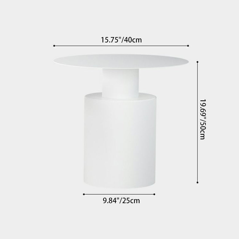 Modern Minimalist Round Cylinder Iron Nightstand For Bedroom