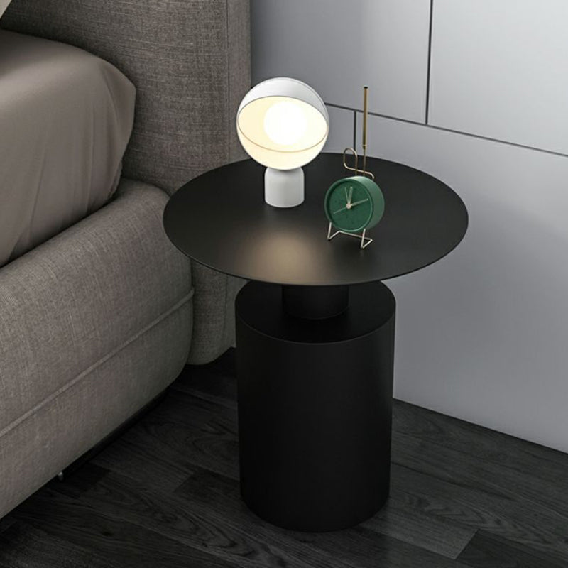 Modern Minimalist Round Cylinder Iron Nightstand For Bedroom