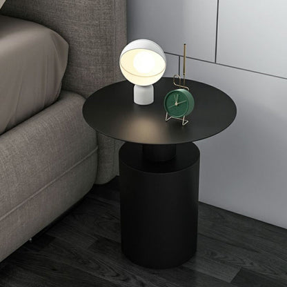 Modern Minimalist Round Cylinder Iron Nightstand For Bedroom