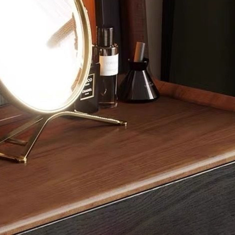 Traditional Vintage Rectangular Wood Glass Makeup Vanity 1-Drawer For Bedroom