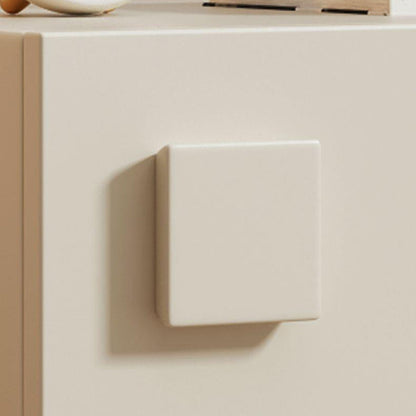 Modern Minimalist Cream Square Wood Nightstand 2-Drawer For Bedroom