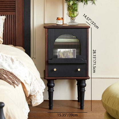 Traditional Vintage Rectangular Wood Nightstand 1-Drawer For Bedroom