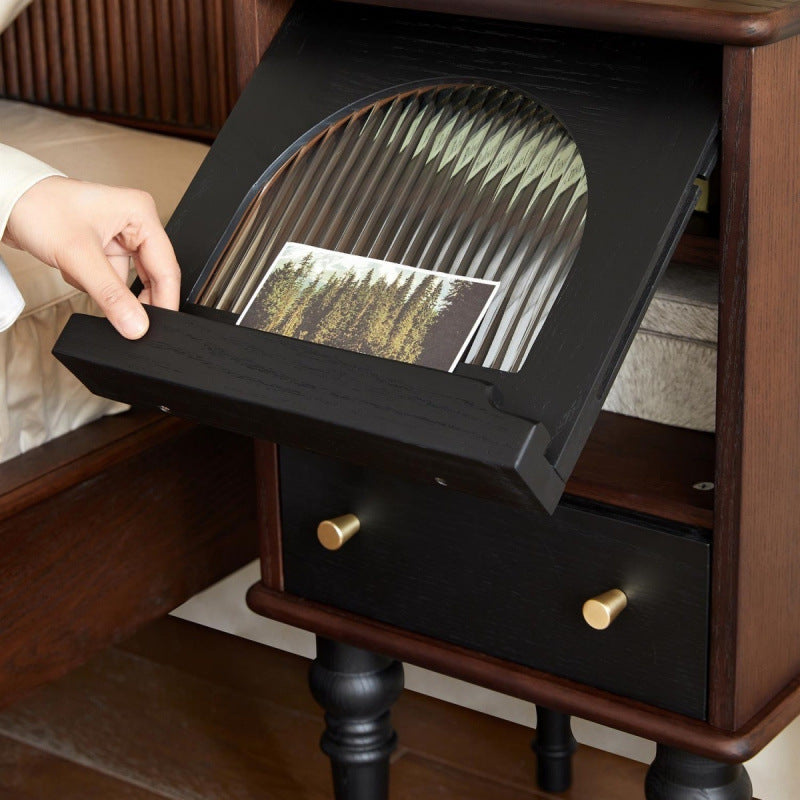 Traditional Vintage Rectangular Wood Nightstand 1-Drawer For Bedroom