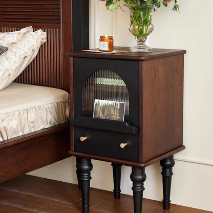 Traditional Vintage Rectangular Wood Nightstand 1-Drawer For Bedroom