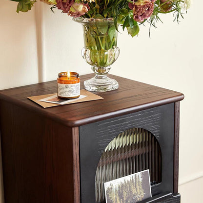 Traditional Vintage Rectangular Wood Nightstand 1-Drawer For Bedroom