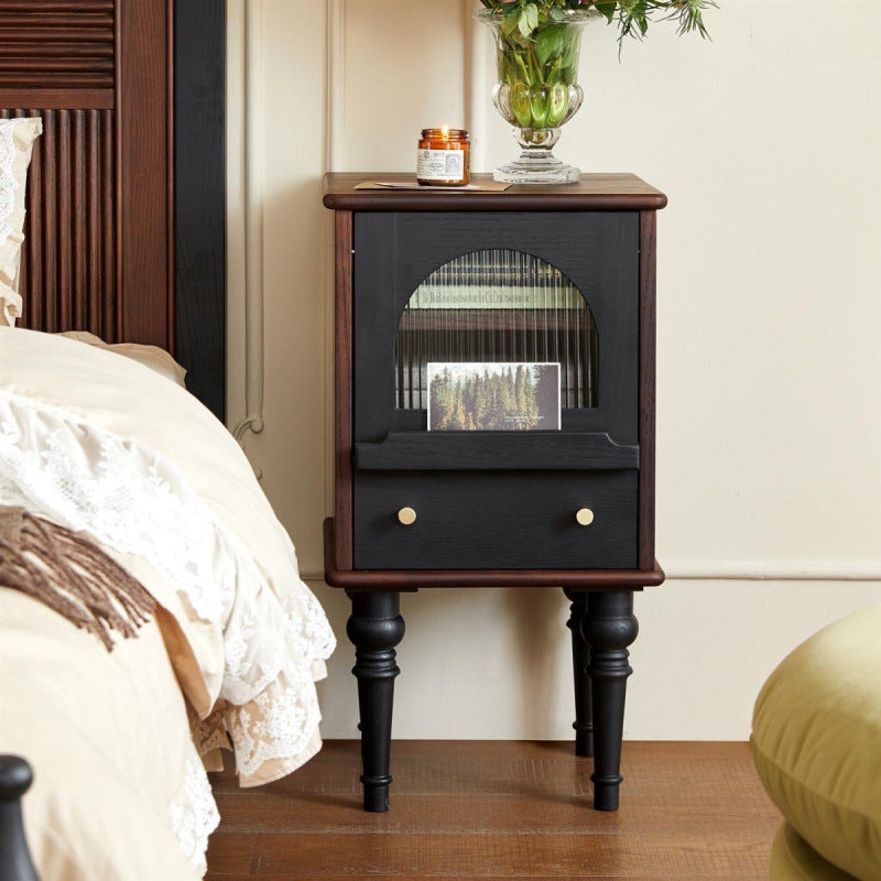 Traditional Vintage Rectangular Wood Nightstand 1-Drawer For Bedroom