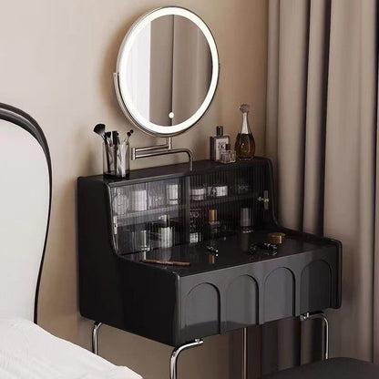 Traditional Vintage Rectangle Wood Glass Mirror Makeup Vanity 1-Drawer For Bedroom