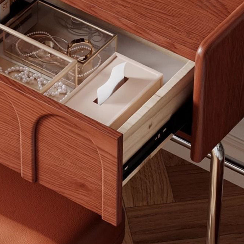 Traditional Vintage Rectangle Wood Glass Mirror Makeup Vanity 1-Drawer For Bedroom