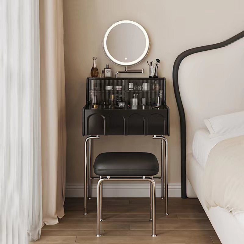 Traditional Vintage Rectangle Wood Glass Mirror Makeup Vanity 1-Drawer For Bedroom