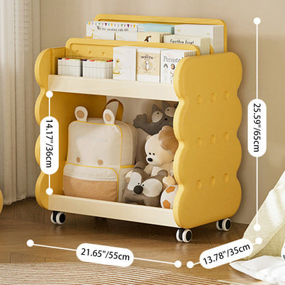 Contemporary Creative Cartoon Kids Cheese Cookies Square Rectangle PP Bookshelves 2-Tier For Home Office