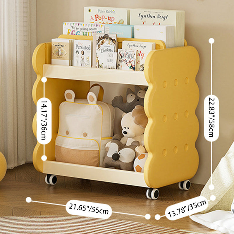 Contemporary Creative Cartoon Kids Cheese Cookies Square Rectangle PP Bookshelves 2-Tier For Home Office