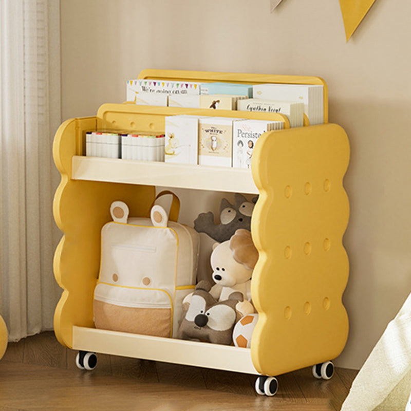 Contemporary Creative Cartoon Kids Cheese Cookies Square Rectangle PP Bookshelves 2-Tier For Home Office