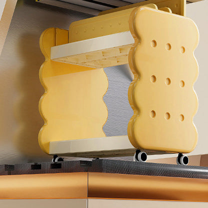 Contemporary Creative Cartoon Kids Cheese Cookies Square Rectangle PP Bookshelves 2-Tier For Home Office