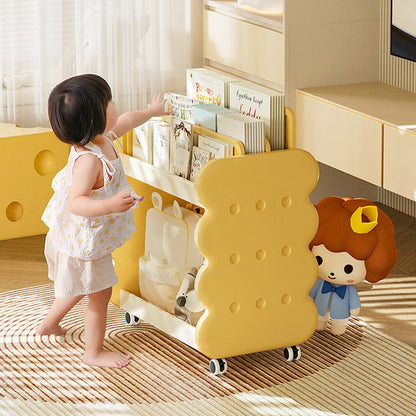 Contemporary Creative Cartoon Kids Cheese Cookies Square Rectangle PP Bookshelves 2-Tier For Home Office
