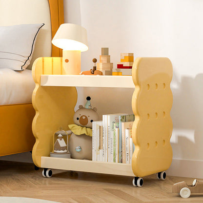 Contemporary Creative Cartoon Kids Cheese Cookies Square Rectangle PP Bookshelves 2-Tier For Home Office