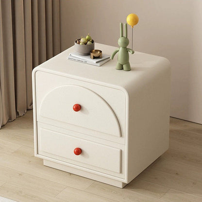 Contemporary Nordic Square Rectangle Wood Nightstand 2-Drawer For Bedroom