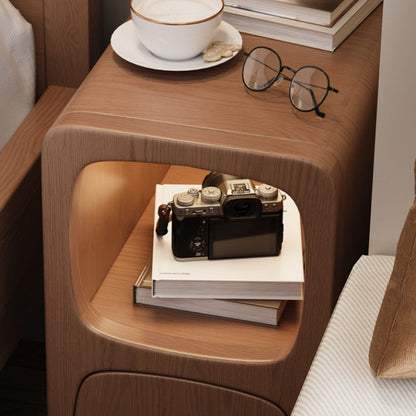Modern Minimalist Rectangle Wood Nightstand 1-Drawer For Bedroom