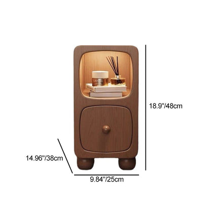 Modern Minimalist Rectangle Wood Nightstand 1-Drawer For Bedroom