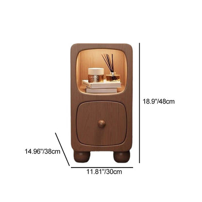 Modern Minimalist Rectangle Wood Nightstand 1-Drawer For Bedroom