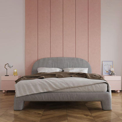 Contemporary Scandinavian Cream Square Density Panel Nightstand 2-Drawer For Bedroom