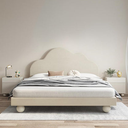 Contemporary Scandinavian Cream Square Density Panel Nightstand 2-Drawer For Bedroom